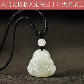 春龙和田玉弥勒佛吊坠女青玉佛头玉坠项链小佛公玉石玉佩挂件 吊坠